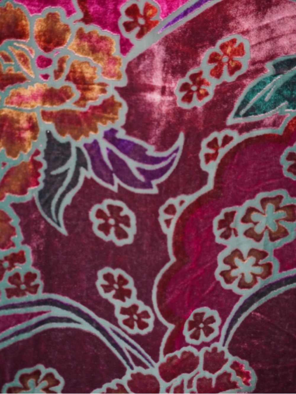 French Laundry Floral Burnout Velvet Long Sleeve Open Front Kimono 2X silk blend - Picture 10 of 10
